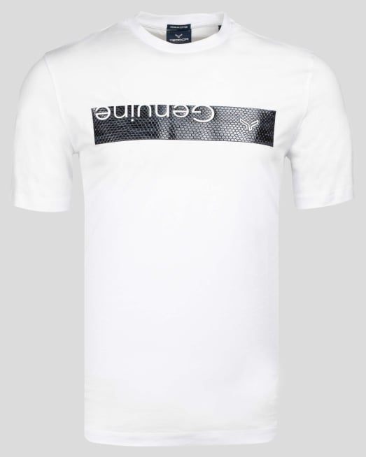 'БЯЛА ПАМУЧНА ТЕНИСКА С РЕЛЕФЕН ПРИНТ GENUINE