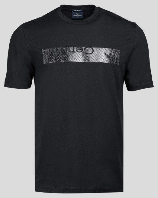 'ЧЕРНА ПРИНТИРАНА ТЕНИСКА С РЕЛЕФНА ЩАМПА