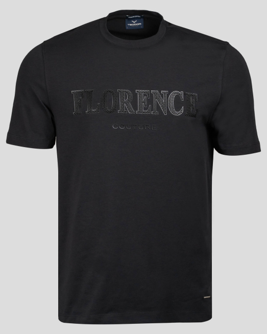 'ЧЕРНА ПАМУЧНА ТЕНИСКА С ЕЛАСТАН 