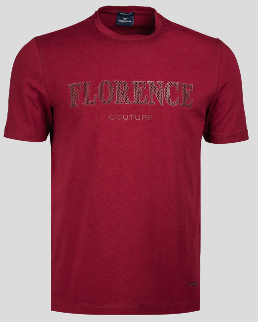 'ТЕНИСКА С РЕЛЕФЕН ПРИНТ FLORENCE В ЦВЯТ БОРДО
