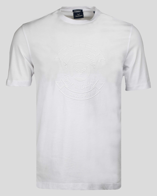 'БЯЛА ТЕНИСКА С ТОНАЛЕН ПРИНТ