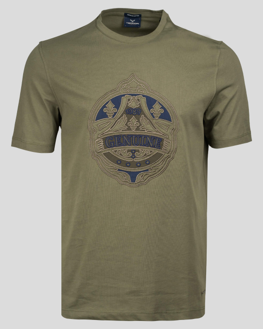 'ЗЕЛЕНА ТЕНИСКА С КОНТРАСТИ И ЛОГО