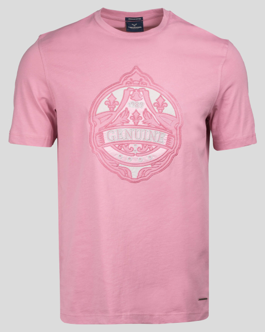 'РОЗОВА ТЕНИСКА С БРОДЕРИЯ И ЛОГО