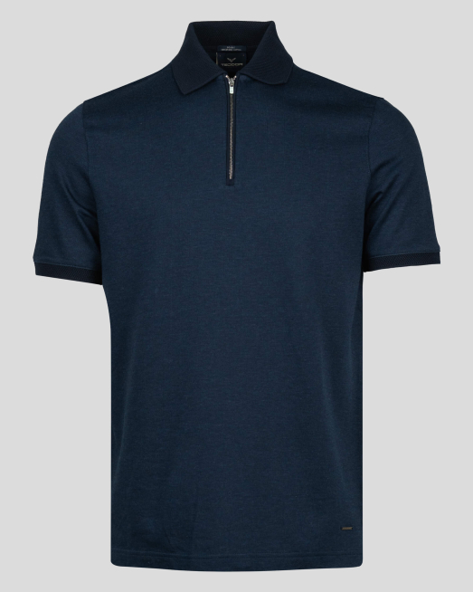 'ТЪМНО СИНЯ МЕРСЕРИЗИРАНА ТЕНИСКА С ЯКА