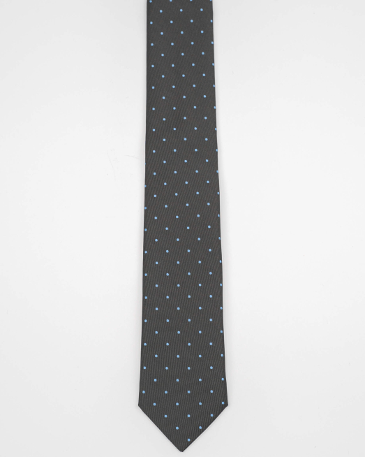 'КОМПЛЕКТ ВРАТОВРЪЗКА И КЪРПА В ГРАФИТ НА СВЕТЛО СИНИ ТОЧКИ