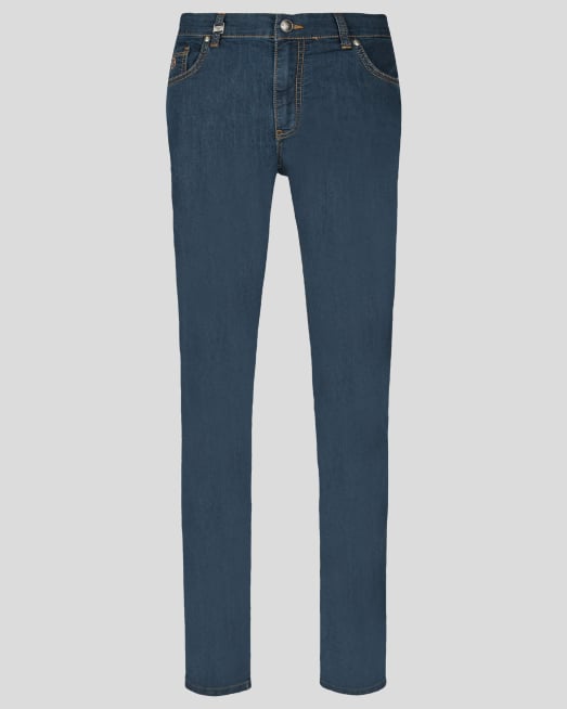 'ТЪМНО СИНИ СВОБОДНИ ДЪНКИ С ЛОГО И КОНТРАСТНИ ШЕВОВЕ