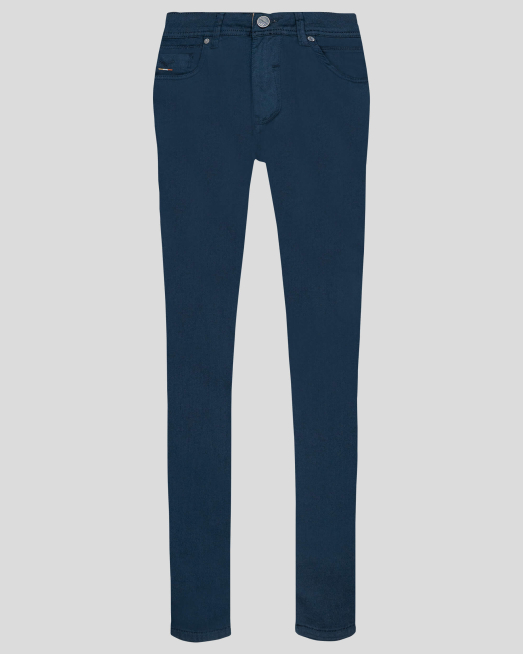 'ТЪМНО СИН ПАНТАЛОН ОТ ФИН ПАНАМЕН ПЛАТ С БРОДЕРИЯ