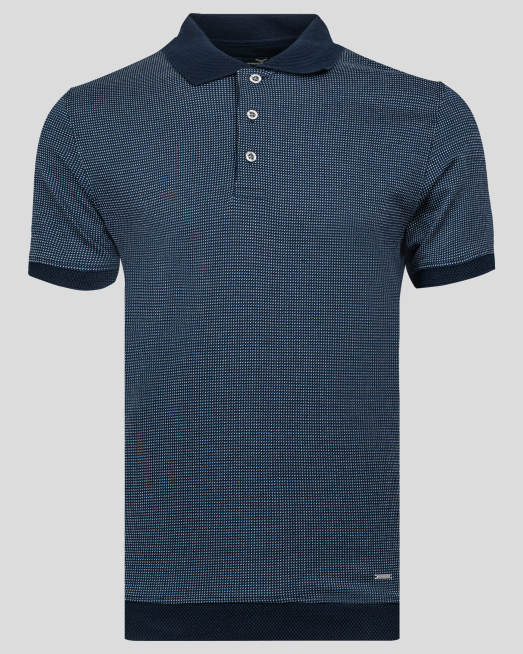 'ТЪМНО СИНЯ ТЕНИСКА ЖАКАРД ОТ ДВОЙНО МЕРСЕРИЗИРАН ПАМУК