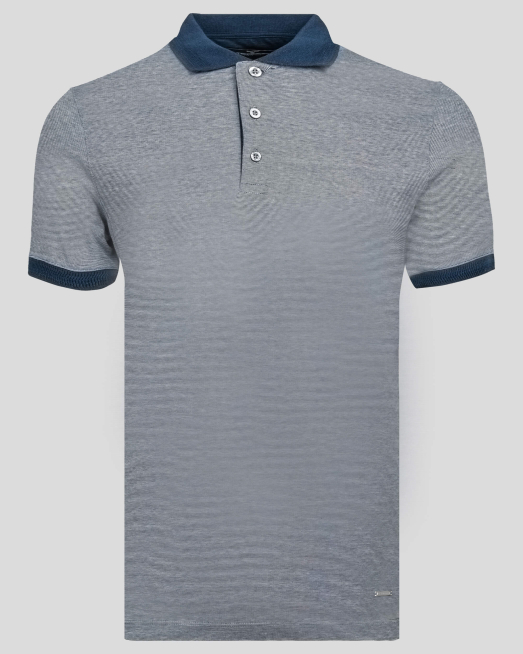 'ДВОЙНО МЕРСЕРИЗИРАНА СВЕТЛО СИНЯ ПАМУЧНА ТЕНИСКА С МЕТАЛНО ЛОГО