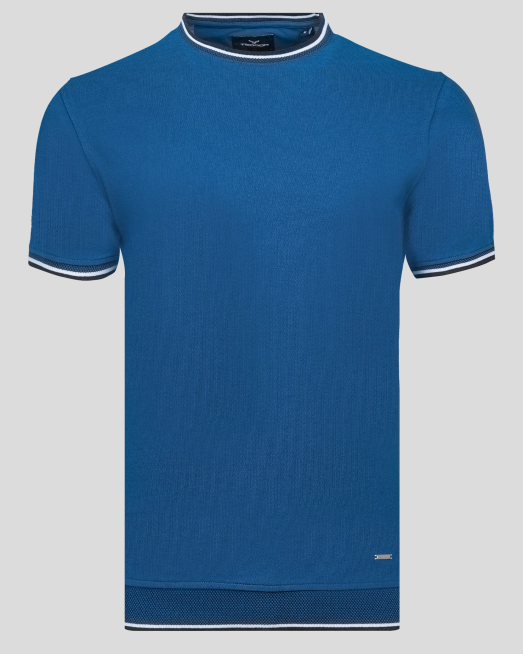 'СИНЯ ТЕНИСКА ОТ PREMIUM ПАМУК С ДЕСЕНАЦИИ