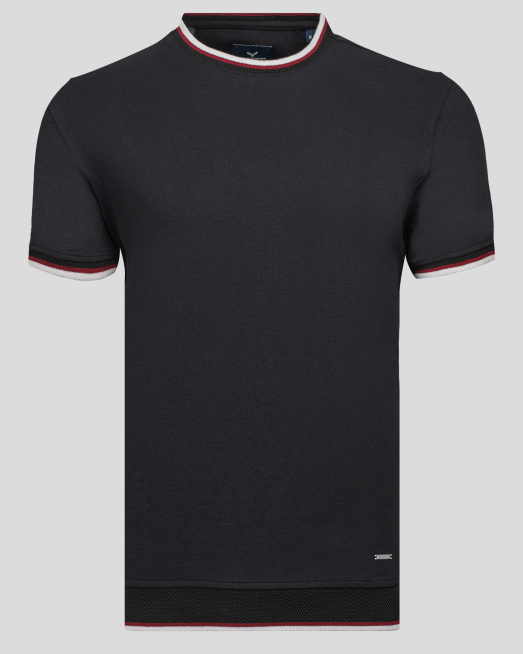 'ЧЕРНА ТЕНИСКА С ЛОГО И КОНТРАСТИ ОТ PREMIUM ПАМУК 