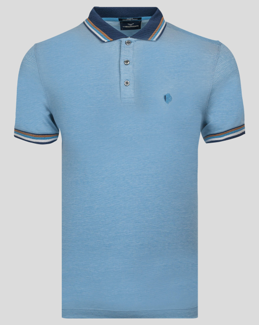 'СВЕТЛО СИНЯ ТЕНИСКА ОТ ДВОЙНО МЕРСЕРИЗИРАН ПАМУК С ДЕСЕНАЦИИ