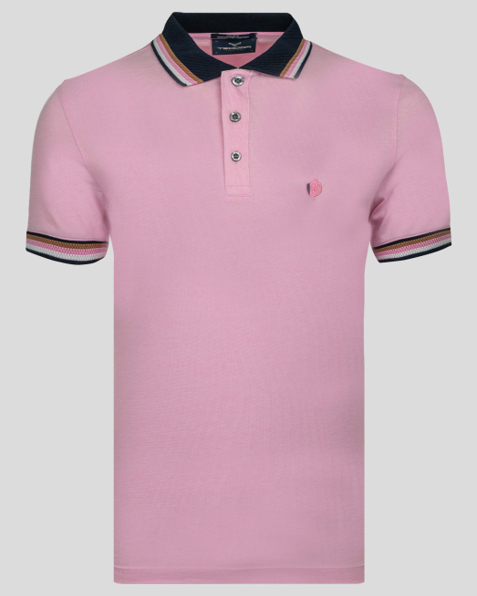 'РОЗОВА ТЕНИСКА С БРОДЕРИЯ ЛОГО ОТ ДВОЙНО МЕРСЕРИЗИРАН ПАМУК