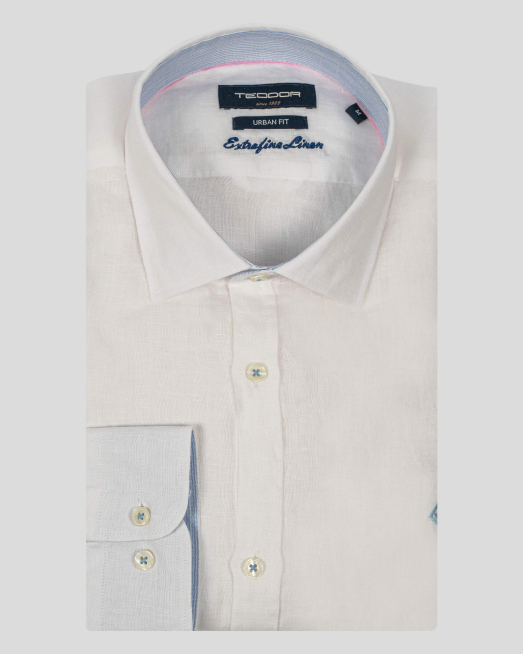 'БЯЛА ЛЕНЕНА РИЗА С ГАРНИТУРА РАЙЕ И ЛОГО