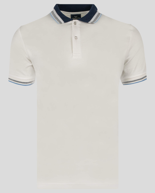 'БЯЛА ТЕНИСКА ОТ ДВОЙНО МЕРСЕРИЗИРАН ПАМУК С ДЕСЕНАЦИИ