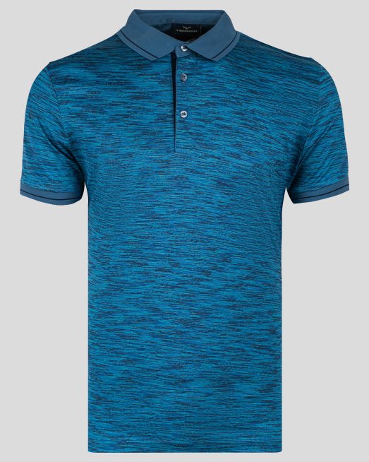 'ТЕНИСКА В ЦВЯТ ПЕТРОЛ ОТ ДВОЙНО МЕРСЕРИЗИРАН ПАМУК В ЖАКАРД МУЛИНЕ