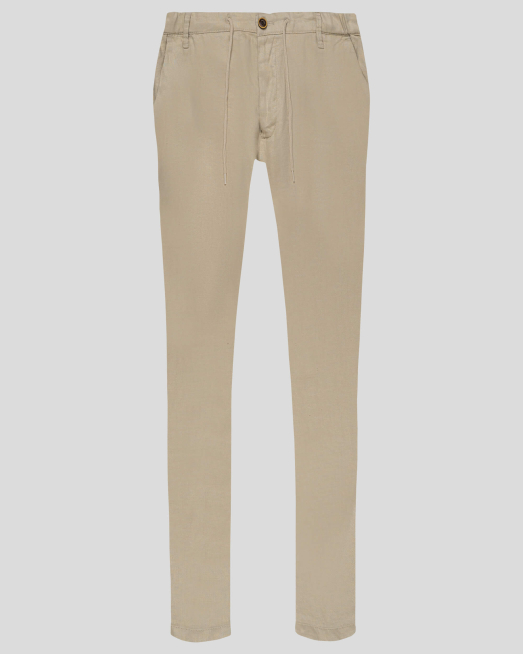 'БЕЖОВ ЛЕНЕН ПАНТАЛОН С ЛОГО АКСЕСОАР И ВРЪЗКИ