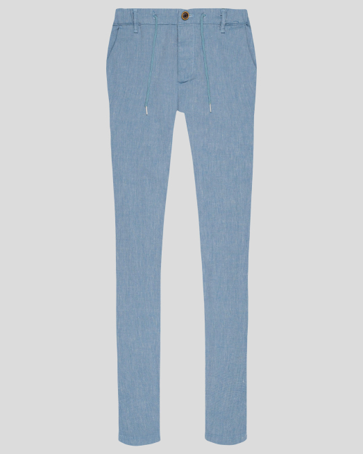 'СВЕТЛО СИН ПАНТАЛОН ОТ ДВУЦВЕТЕН ПЛАТ