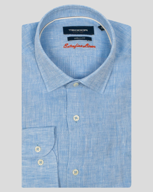 'СВЕТЛО СИНЯ ЛЕНЕНА РИЗА С ЛОГО