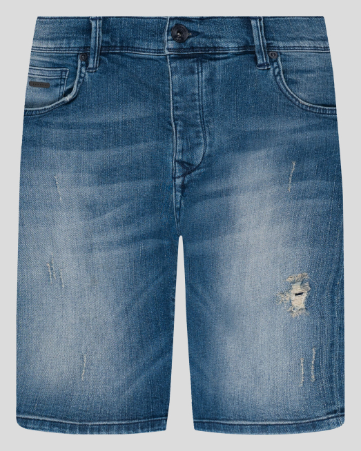 'СВЕТЛО СИНИ ДЪНКОВИ БЕРМУДИ С НАКЪСАН ЕФЕКТ