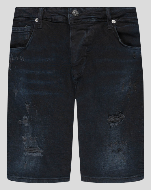 'ЧЕРНИ ДЪНКОВИ БЕРМУДИ С НАКЪСАН ЕФЕКТ 