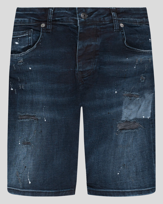 'ТЪМНО СИНИ БЕРМУДИ С НАКЪСАН ЕФЕКТ