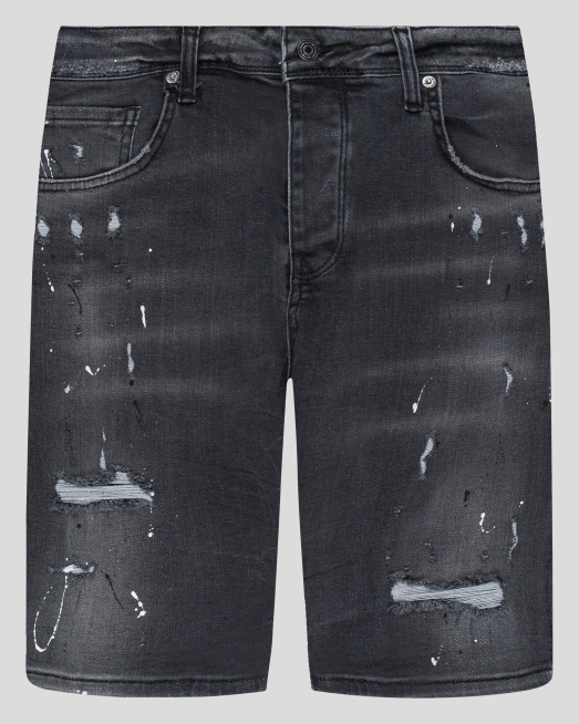 'ТЪМНО СИВИ ДЪНКОВИ БЕРМУДИ С НАКЪСАН ЕФЕКТ