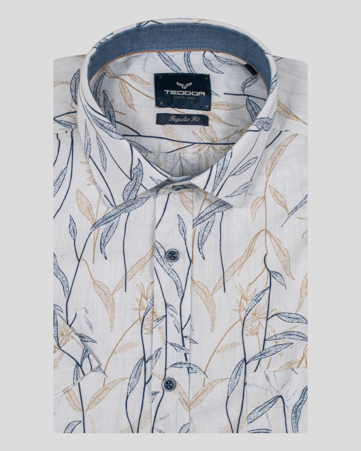 'ФЛОРАЛНА РИЗА СВОБОДЕН СИЛУЕТ В БЯЛО И СИНЬО