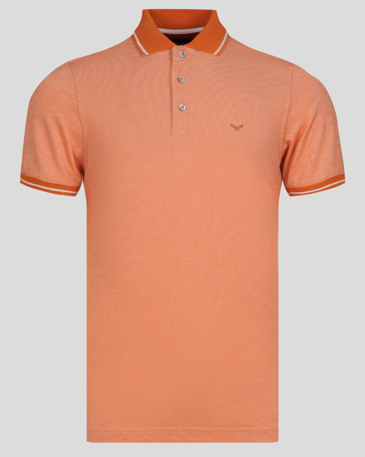 'ОРАНЖЕВА ТЕНИСКА С ТОНАЛНА БРОДЕРИЯ ЛОГО И ДЕСЕНАЦИИ ОТ PREMIUM ПАМУК 