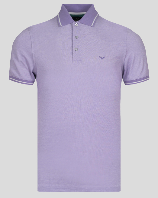 'ЛИЛАВА ТЕНИСКА С ЛОГО ОТ PREMIUM ПАМУК В ДВУЦВЕТЕН ОКСФОРД 