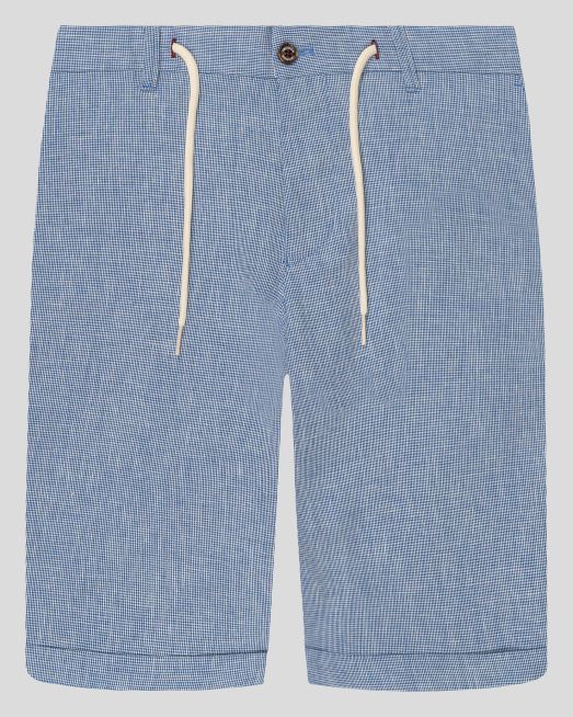 'БЕРМУДИ В СИН ПЕПИТ С ВРЪЗКИ И ЛОГО