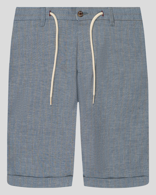 'СТРУКТУРНИ БЕРМУДИ В СИНЬО И БЕЖОВО С ВРЪЗКИ