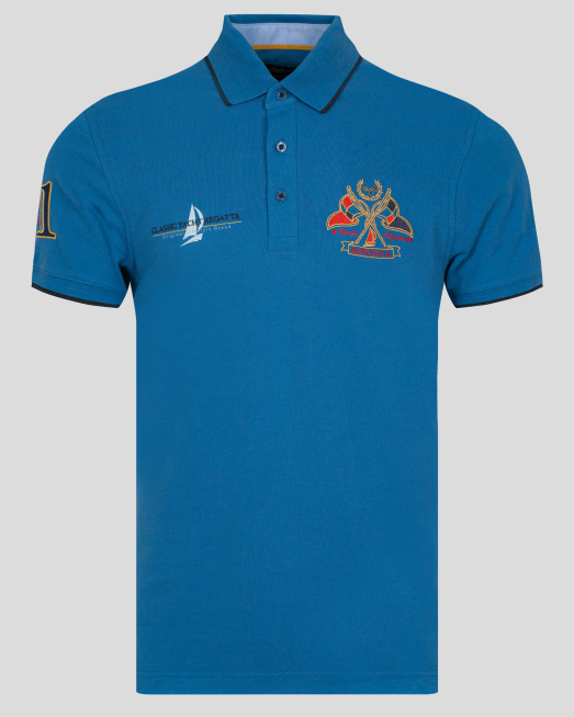 'СИНЯ ТЕНИСКА YACHT REGATTA С БРОДЕРИИ ОТ PREMIUM ПАМУК