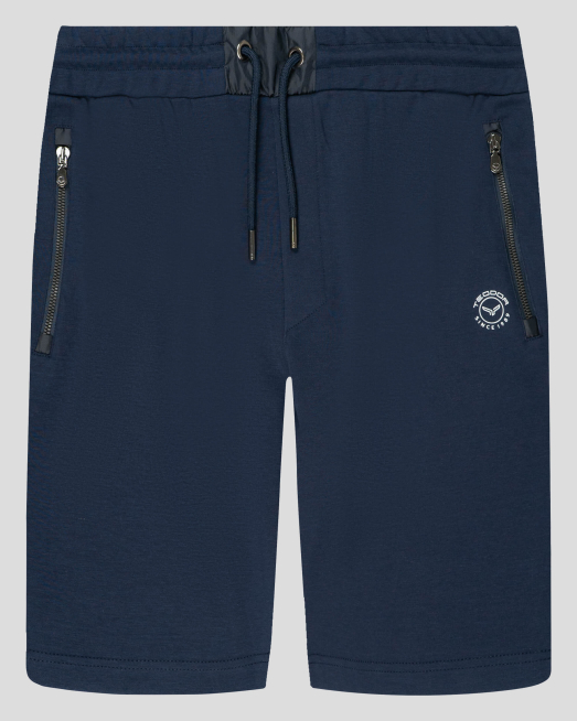 'ТЪМНО СИНИ ШОРТИ С ЛОГО ПРИНТ И ШИРИТ