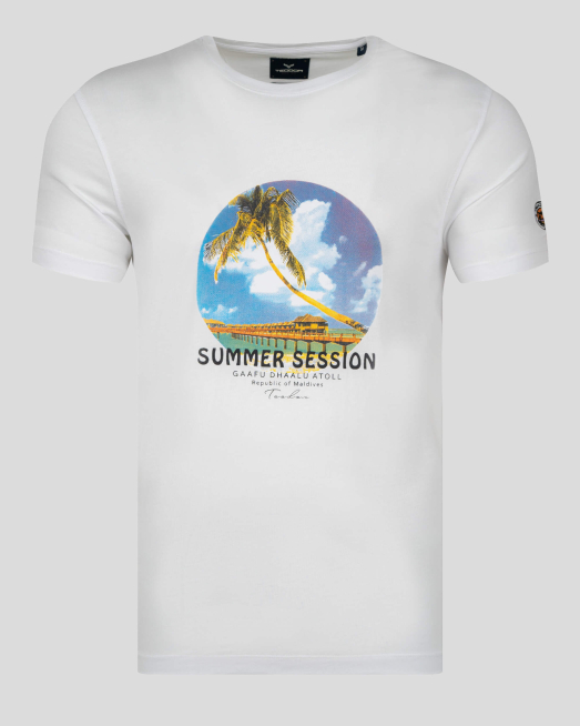 'БЯЛА ТЕНИСКА С ЩАМПА SUMMER SESSION ОТ PREMIUM ПАМУК 