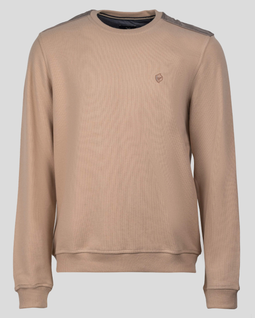 'БЕЖОВА БЛУЗА С БРОДЕРИЯ ЛОГО И ПЛАТКИ ОТ ТЕХНОЛОГИЧЕН ПЛАТ