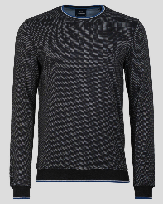 'ЧЕРНА БЛУЗА ЖАКАРД НА ТОЧКИ С ДЕСЕНАЦИИ И БРОДЕРИЯ ЛОГО