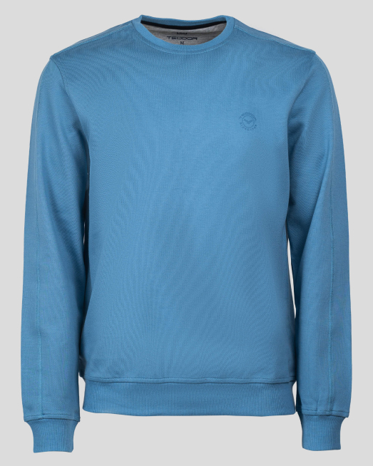 'СРЕДНО СИНЯ OVERSIZE БЛУЗА ОТ ТРИКО ПИКЕ С ЛОГО