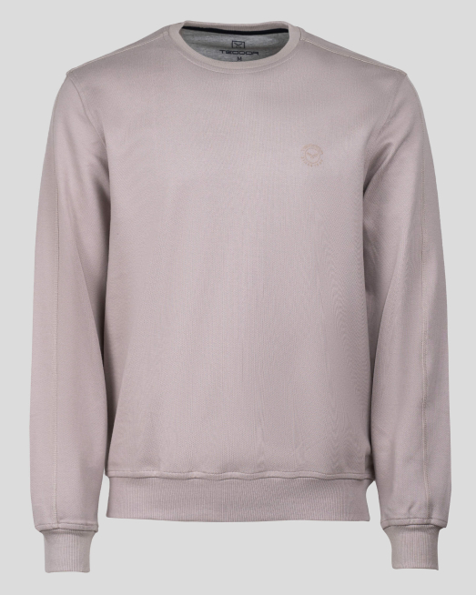 'СВЕТЛО БЕЖОВА OVERSIZE БЛУЗА С ТОНАЛНО ЛОГО ОТ ТРИКО ПИКЕ