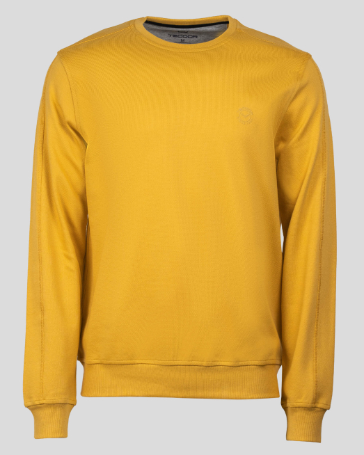 'ЖЪЛТА OVERSIZE БЛУЗА ОТ ТРИКО ПИКЕ С ТОНАЛНО ЛОГО