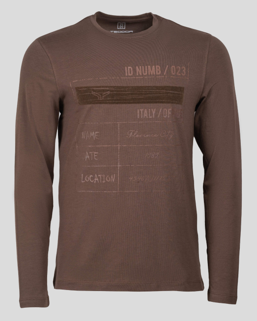 'ТРИКОТАЖНА БЛУЗА С ЕФЕКТЕН ПРИНТ В ЦВЯТ КАКИ