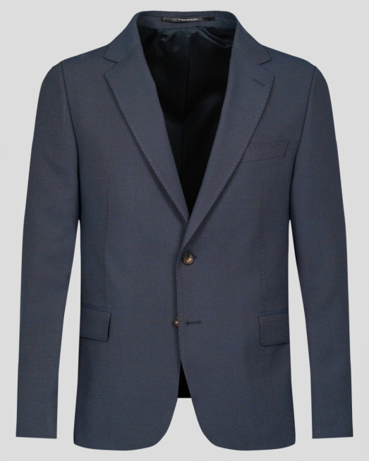 'СИН КЛАСИЧЕСКИ КОСТЮМ ОТ ДВУЦВЕТЕН ПЛАТ