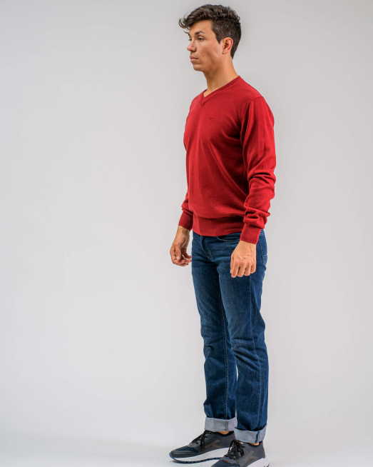 'ПАМУЧЕН ПУЛОВЕР В БОРДО