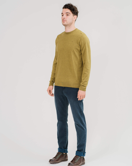 'ЗЕЛЕН ПУЛОВЕР МЕЛАНЖ С ЛОГО