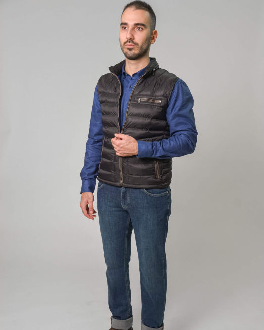 'ЧЕРЕН  КАПИТОНИРАН ЕЛЕК С МЕТАЛНИ ЦИПОВЕ И КОЖЕНИ ДЕТАЙЛИ