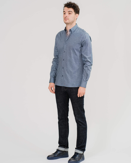 'ТЪМНО СИНЯ СВОБОДНА РИЗА С БРОДЕРИЯ