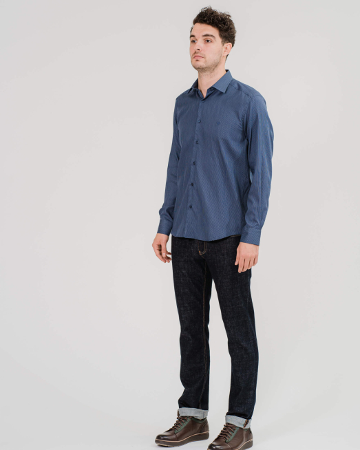 'ТЪМНО СИНЯ РИЗА В СИТНО РАЙЕ С ЛОГО