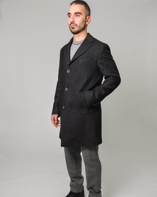 'КЛАСИЧЕСКО ПАЛТО ОТ ВЪЛНА МЕРИНО В ЦВЯТ АНТРАЦИТ