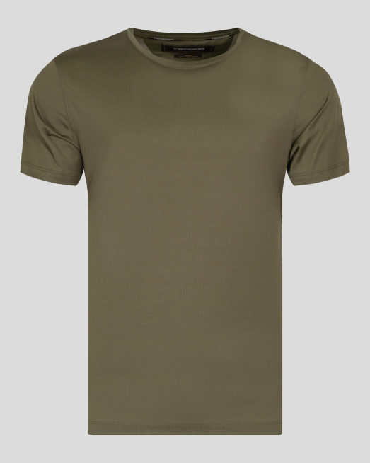 'БАЗОВА ТЕНИСКА ОТ ДВОЙНО МЕРСЕРИЗИРАН ПАМУК В ЦВЯТ МИЛИТЪРИ