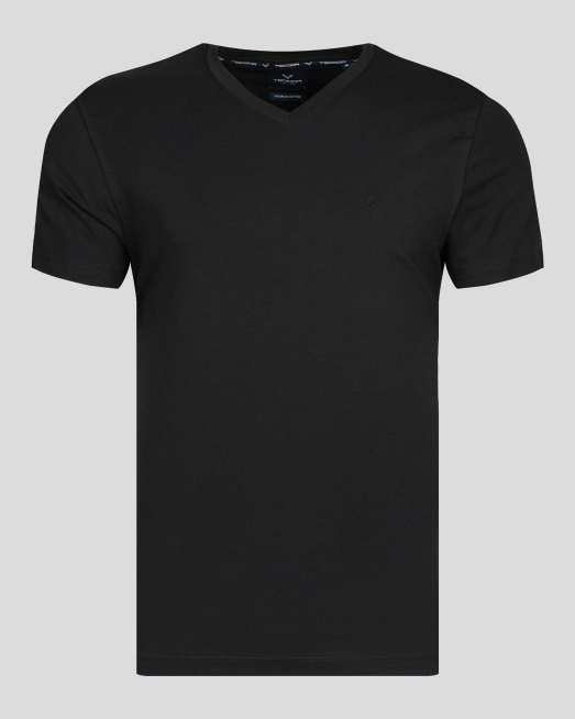 'ЧЕРНА ТЕНИСКА ОТ PREMIUM ПАМУК С ЕЛАСТАН И ТОНАЛНА БРОДЕРИЯ 